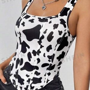 NEW Cowprint Faux Corset Top